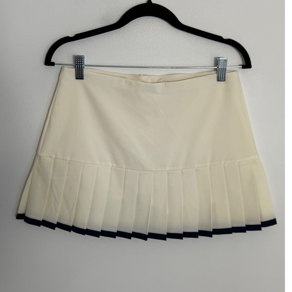 Tory Sport Pleated Tennis Skort Ivory Navy Trim Size S Women Athletic Skirt